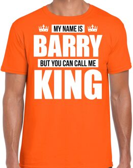 Bellatio Decorations Naam cadeau t-shirt - my name is Barry - but you can call me King - oranje - heren - koningsdag L