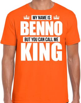 Bellatio Decorations Naam cadeau t-shirt - my name is Benno - but you can call me King - oranje - heren - koningsdag XL