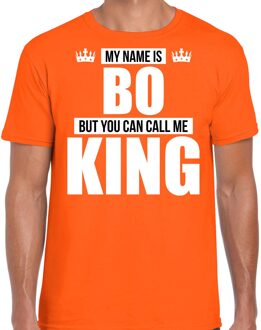 Bellatio Decorations Naam cadeau t-shirt - my name is Bo - but you can call me King - oranje - heren - koningsdag M
