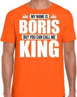 Bellatio Decorations Naam cadeau t-shirt - my name is Boris - but you can call me King - oranje - heren - koningsdag S