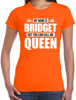 Bellatio Decorations Naam cadeau t-shirt my name is Bridget - but you can call me Queen oranje voor dames XL