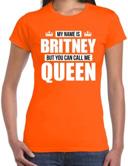 Bellatio Decorations Naam cadeau t-shirt my name is Britney - but you can call me Queen oranje voor dames