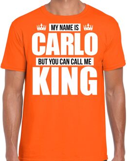 Bellatio Decorations Naam cadeau t-shirt my name is Carlo - but you can call me King oranje voor heren M