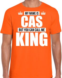 Bellatio Decorations Naam cadeau t-shirt - my name is Cas - but you can call me King - oranje - heren - koningsdag 2XL