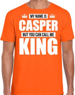 Bellatio Decorations Naam cadeau t-shirt my name is Casper - but you can call me King oranje voor heren M