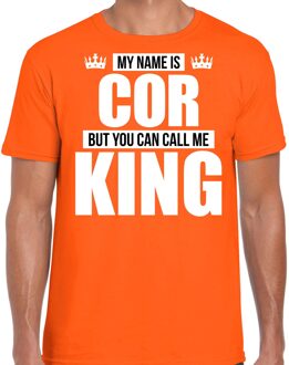 Bellatio Decorations Naam cadeau t-shirt my name is Cor - but you can call me King oranje voor heren XL