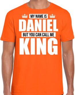 Bellatio Decorations Naam cadeau t-shirt my name is Daniel - but you can call me King oranje voor heren S
