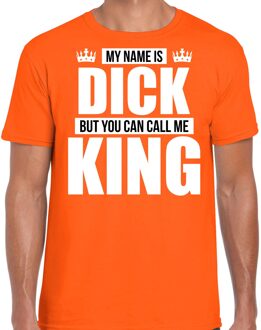 Bellatio Decorations Naam cadeau t-shirt my name is Dick - but you can call me King oranje voor heren M
