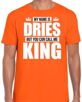 Bellatio Decorations Naam cadeau t-shirt - my name is Dries - but you can call me King - oranje - heren - koningsdag