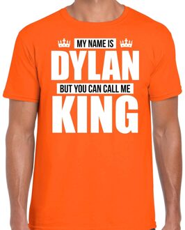 Bellatio Decorations Naam cadeau t-shirt my name is Dylan - but you can call me King oranje voor heren S