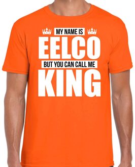 Bellatio Decorations Naam cadeau t-shirt - my name is Eelco - but you can call me King - oranje - heren - koningsdag L