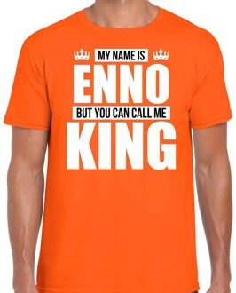 Bellatio Decorations Naam cadeau t-shirt - my name is Enno - but you can call me King - oranje - heren - koningsdag XL