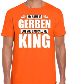 Bellatio Decorations Naam cadeau t-shirt - my name is Gerben - but you can call me King - oranje - heren - koningsdag 2XL