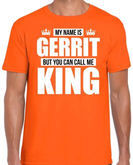 Bellatio Decorations Naam cadeau t-shirt - my name is Gerrit - but you can call me King - oranje - heren - koningsdag