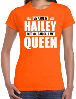 Bellatio Decorations Naam cadeau t-shirt my name is Hailey - but you can call me Queen oranje voor dames L