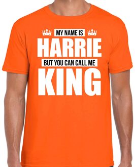 Bellatio Decorations Naam cadeau t-shirt my name is Harrie - but you can call me King oranje voor heren M