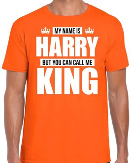 Bellatio Decorations Naam cadeau t-shirt my name is Harry - but you can call me King oranje voor heren M