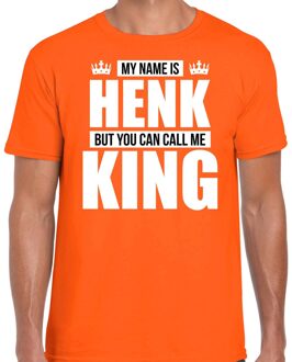 Bellatio Decorations Naam cadeau t-shirt my name is Henk - but you can call me King oranje voor heren XL