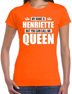 Bellatio Decorations Naam cadeau t-shirt my name is Henriette - but you can call me Queen oranje voor dames XL
