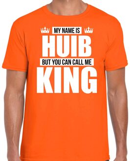 Bellatio Decorations Naam cadeau t-shirt - my name is Huib - but you can call me King - oranje - heren - koningsdag