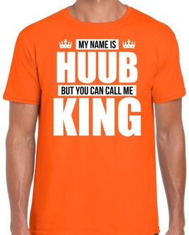 Bellatio Decorations Naam cadeau t-shirt - my name is Huub - but you can call me King - oranje - heren - koningsdag L