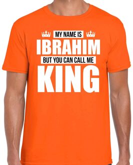 Bellatio Decorations Naam cadeau t-shirt my name is Ibrahim - but you can call me King oranje voor heren L