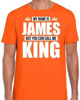 Bellatio Decorations Naam cadeau t-shirt - my name is James - but you can call me King - oranje - heren - koningsdag 2XL