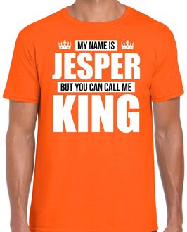 Bellatio Decorations Naam cadeau t-shirt - my name is Jesper - but you can call me King - oranje - heren - koningsdag L
