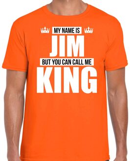 Bellatio Decorations Naam cadeau t-shirt - my name is Jim - but you can call me King - oranje - heren - koningsdag XL