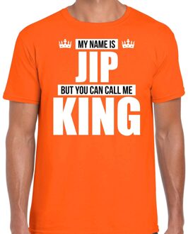 Bellatio Decorations Naam cadeau t-shirt my name is Jip - but you can call me King oranje voor heren 2XL