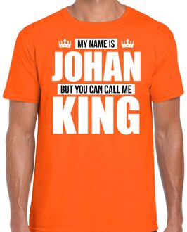 Bellatio Decorations Naam cadeau t-shirt my name is Johan - but you can call me King oranje voor heren 2XL