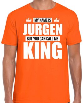 Bellatio Decorations Naam cadeau t-shirt - my name is Jurgen - but you can call me King - oranje - heren - koningsdag 2XL