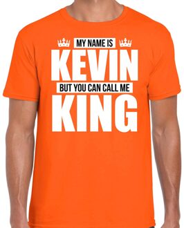 Bellatio Decorations Naam cadeau t-shirt - my name is Kevin - but you can call me King - oranje - heren - koningsdag M