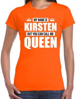 Bellatio Decorations Naam cadeau t-shirt my name is Kirsten - but you can call me Queen oranje voor dames XL