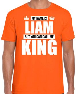 Bellatio Decorations Naam cadeau t-shirt my name is Liam - but you can call me King oranje voor heren 2XL