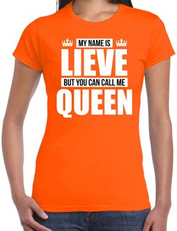 Bellatio Decorations Naam cadeau t-shirt - my name is Lieve - but you can call me Queen - oranje - dames - koningsdag M
