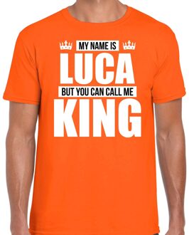 Bellatio Decorations Naam cadeau t-shirt my name is Luca - but you can call me King oranje voor heren XL