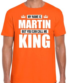 Bellatio Decorations Naam cadeau t-shirt - my name is Martin - but you can call me King - oranje - heren - koningsdag M