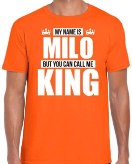 Bellatio Decorations Naam cadeau t-shirt - my name is Milo - but you can call me King - oranje - heren - koningsdag M