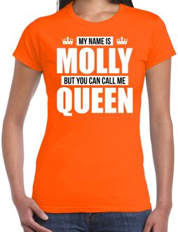 Bellatio Decorations Naam cadeau t-shirt - my name is Molly - but you can call me Queen - oranje - dames - koningsdag XL