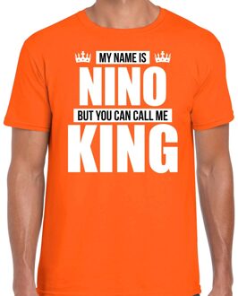 Bellatio Decorations Naam cadeau t-shirt - my name is Nino - but you can call me King - oranje - heren - koningsdag 2XL