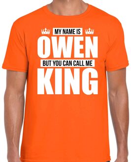 Bellatio Decorations Naam cadeau t-shirt my name is Owen - but you can call me King oranje voor heren M