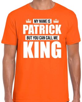 Bellatio Decorations Naam cadeau t-shirt my name is Patrick - but you can call me King oranje voor heren