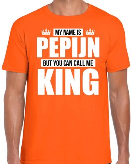 Bellatio Decorations Naam cadeau t-shirt - my name is Pepijn - but you can call me King - oranje - heren - koningsdag S