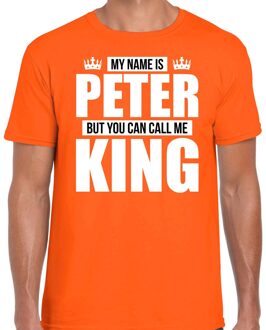 Bellatio Decorations Naam cadeau t-shirt my name is Peter - but you can call me King oranje voor heren XL