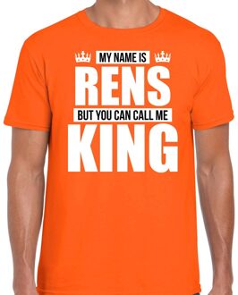 Bellatio Decorations Naam cadeau t-shirt - my name is Rens - but you can call me King - oranje - heren - koningsdag 2XL
