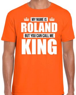 Bellatio Decorations Naam cadeau t-shirt my name is Roland - but you can call me King oranje voor heren 2XL
