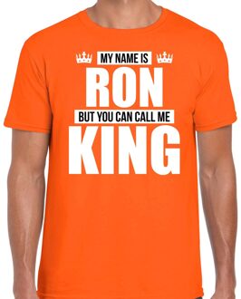 Bellatio Decorations Naam cadeau t-shirt - my name is Ron - but you can call me King - oranje - heren - koningsdag L