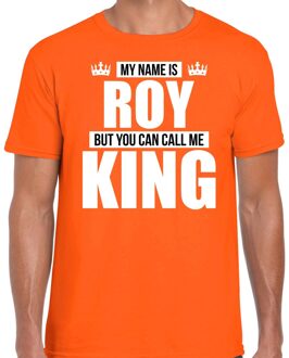 Bellatio Decorations Naam cadeau t-shirt - my name is Roy - but you can call me King - oranje - heren - koningsdag S