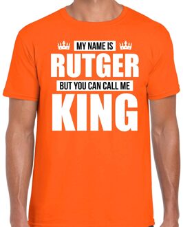 Bellatio Decorations Naam cadeau t-shirt - my name is Rutger - but you can call me King - oranje - heren - koningsdag